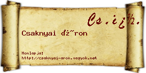 Csaknyai Áron névjegykártya
